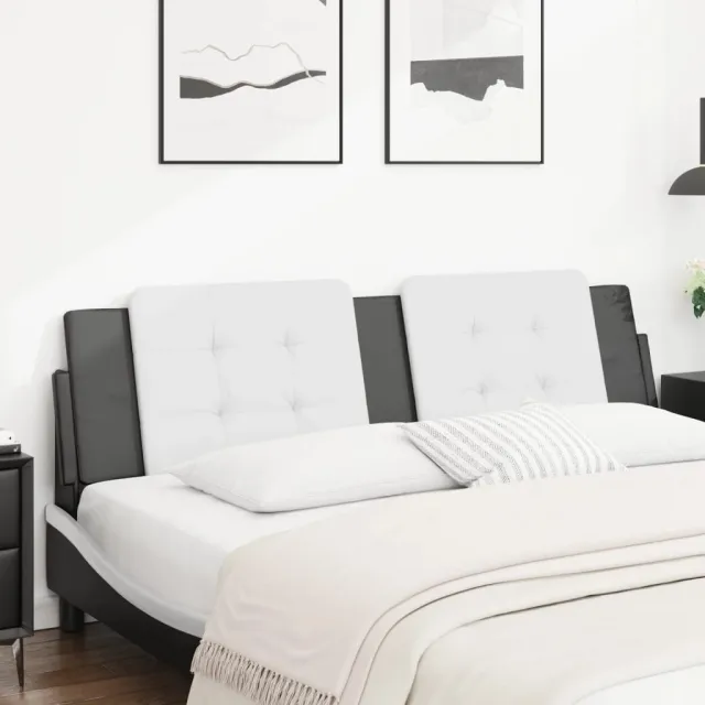 vidaXL Hoofdbordkussen "Zadar" 183 cm kunstleer wit en zwart