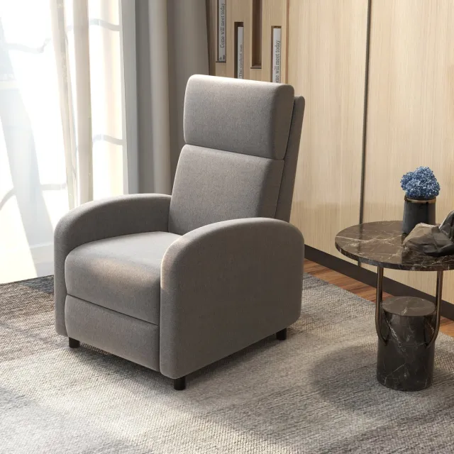 COVREO Relaxfauteuil 64x86x102 cm grijs, stof met handmatige voetsteun