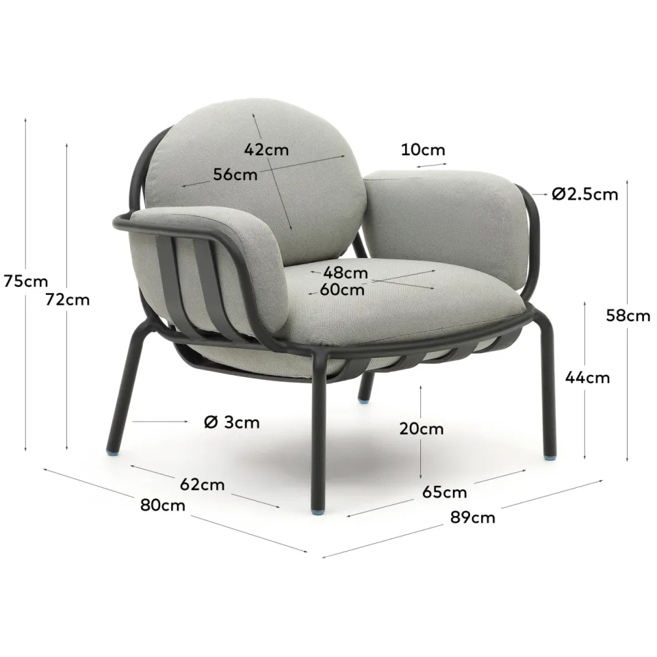 Kave Home Joncols outdoor fauteuil grijs, foto 5