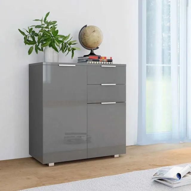 vidaXL Dressoir 71x35x80 cm spaanplaat hoogglans grijs