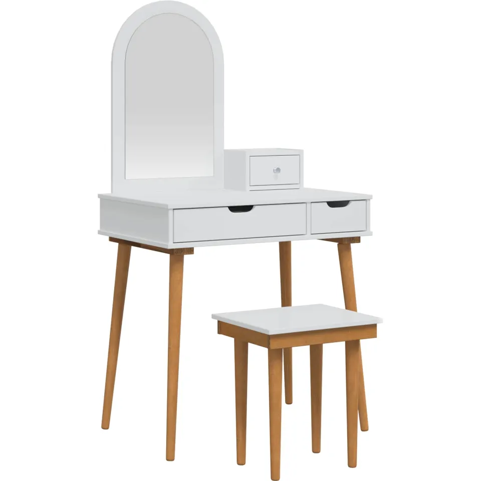 vidaXL Toilettafel Set FAUSKE 4 st Wit 76 x 50 x 143 cm, foto 3