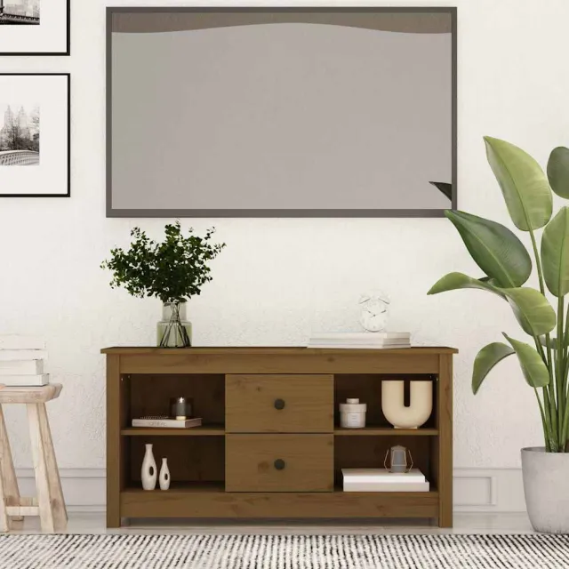 vidaXL Tv-meubel 103x36,5x52 cm massief grenenhout honingbruin bruin, foto 2