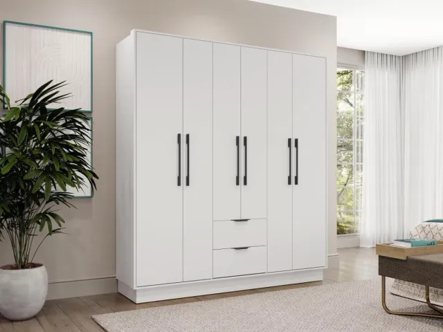 Vente-unique Kast met 6 deuren en 2 lades - L162 cm - Wit - FEOVA