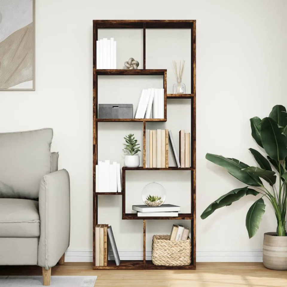 vidaXL Kamerscherm / boekenkast 67x25x161,5 cm hout gerookt eiken, foto 2