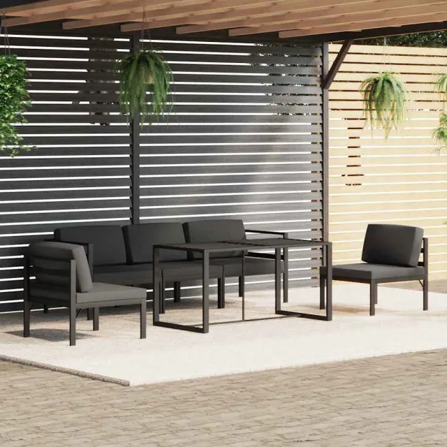 vidaXL 6-delige Loungeset met kussens aluminium antracietkleurig Anthraciet