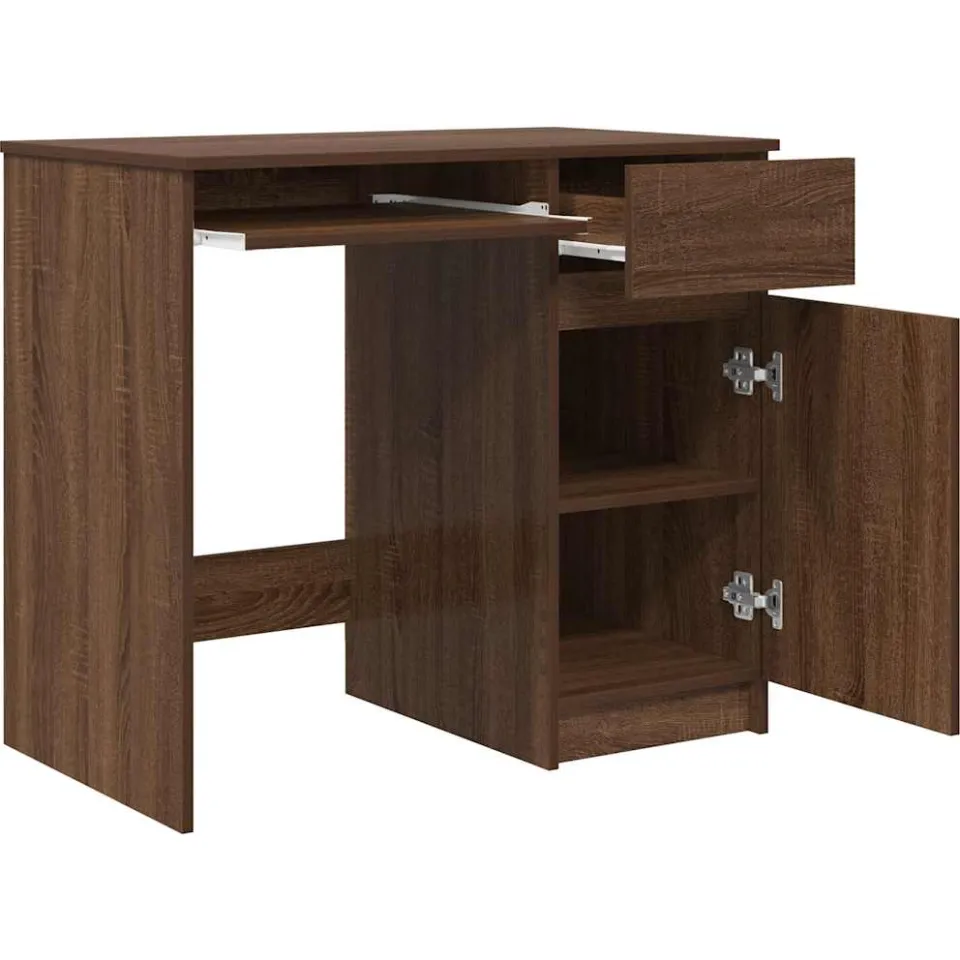 vidaXL Bureau 86x49x76 cm spaanplaat bruin eikenkleurig, foto 4