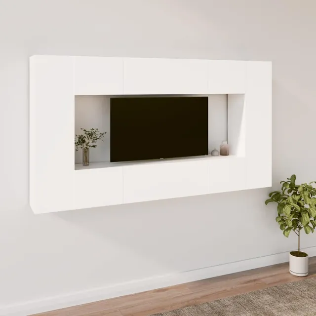 vidaXL 8-delige Tv-meubelset bewerkt hout wit, foto 2