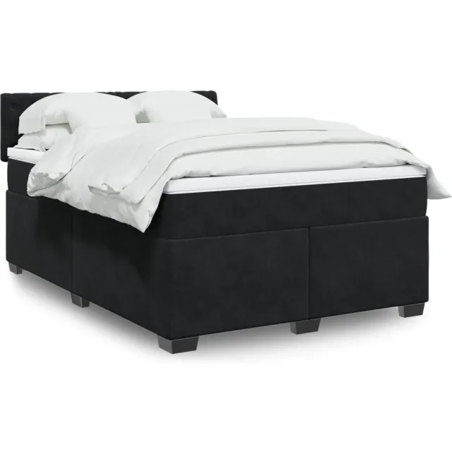 vidaXL Boxspring met matras fluweel zwart 140x200 cm