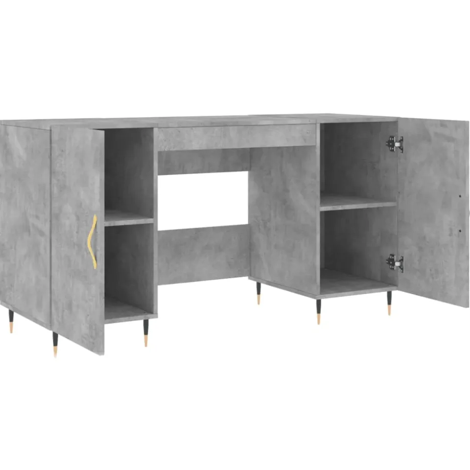 vidaXL Bureau 140x50x75 cm bewerkt hout betongrijs grijs