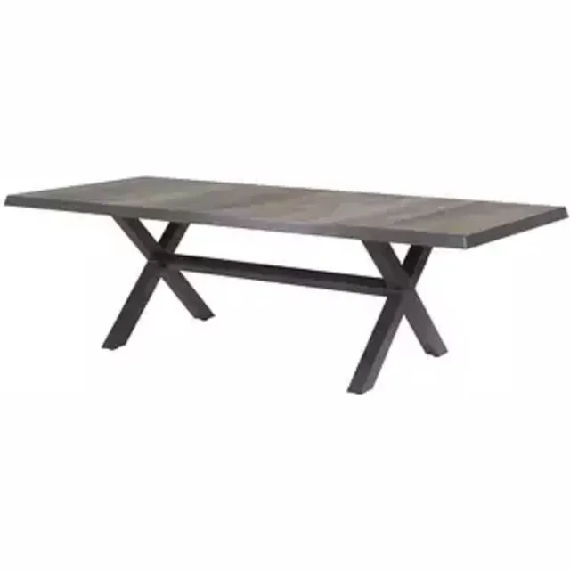 Lesliliving Tafel Castilla 2.0 Negro met kruispoot 243x103cm Grijs