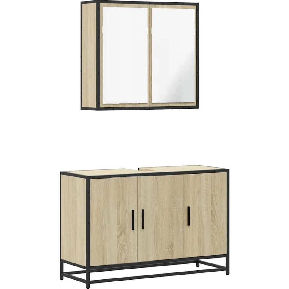 vidaXL 2-delige Badkamermeubelset bewerkt hout sonoma eikenkleurig, foto 3