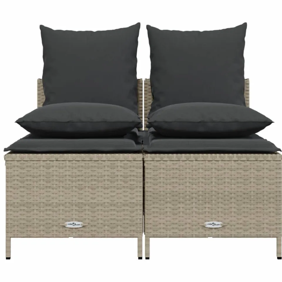vidaXL 4-delige Loungeset met kussens poly rattan lichtgrijs