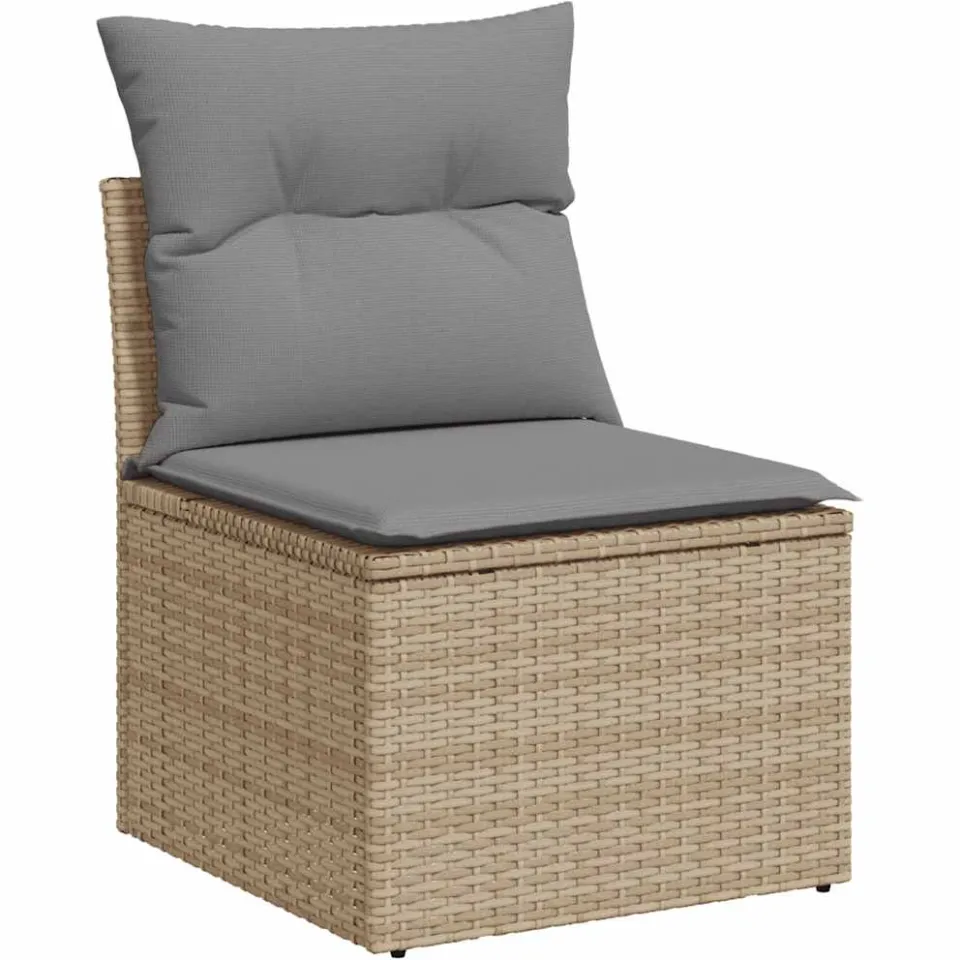 vidaXL 10-delige Loungeset met kussens poly rattan acacia beige