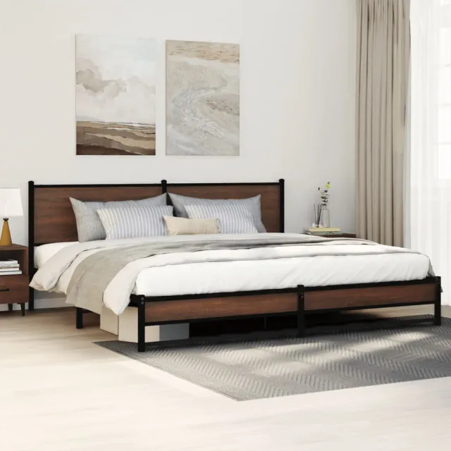 vidaXL Bedframe zonder matras metaal bruin eikenkleur 193x203 cm