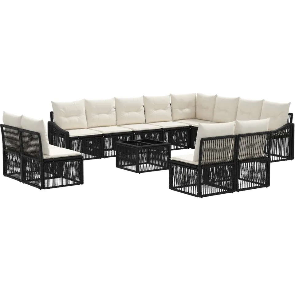 vidaXL Tuinbankenset 13 st Zwart poly rattan, foto 3