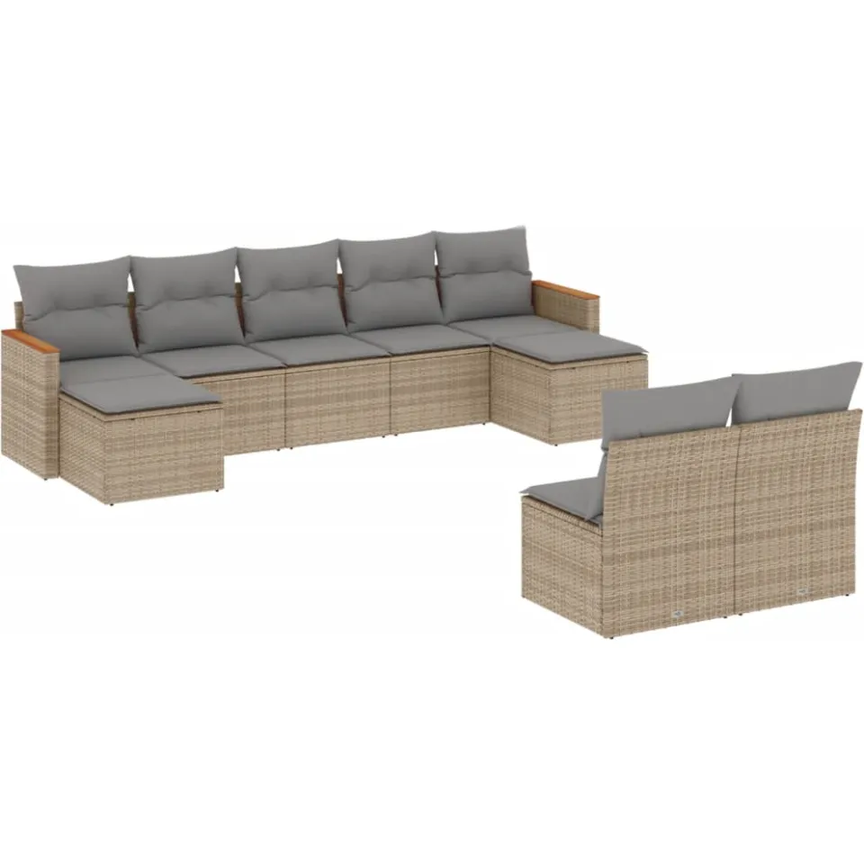 vidaXL Patio Sofa Set 9-zits Mix Beige, foto 3