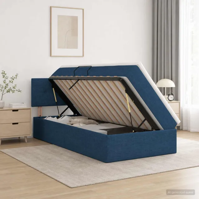 vidaXL Opbergbed met matras met hoofdeinde Blauw 100 x 200 cm fluweel