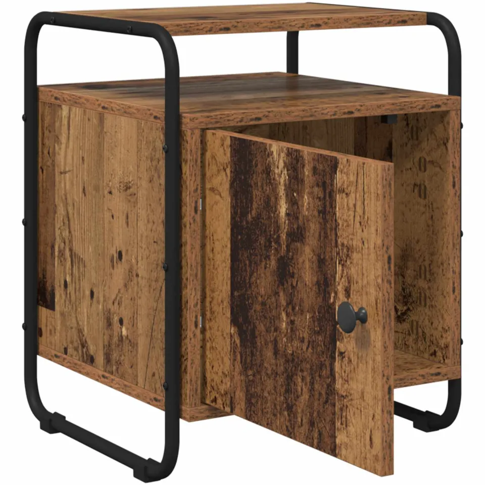 vidaXL Nachtkastje Oud hout 40 x 39.5 x 50 cm Bewerkt hout bruin, foto 4