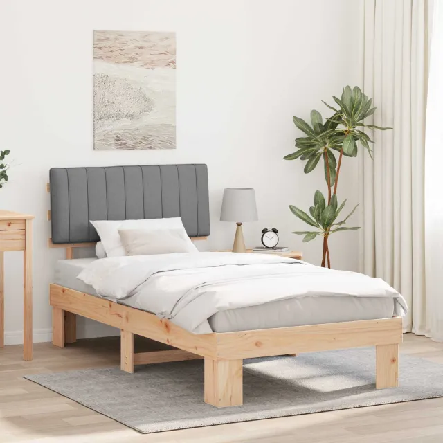 vidaXL Bedframe met Gevoerd Hoofdgedeelte Lichtgrijs 100 x 200 cm