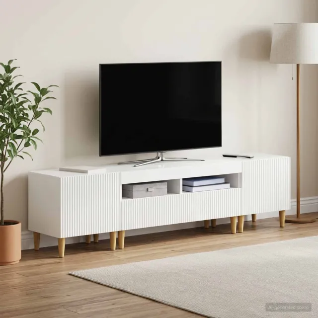 vidaXL 3-delige LED TV-kast ARNHEM 3 st Hoogglans Wit Bewerkt hout, foto 2