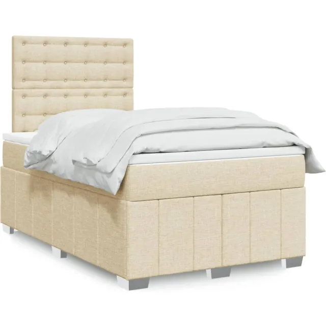 vidaXL Boxspring met matras stof crèmekleurig 120x190 cm