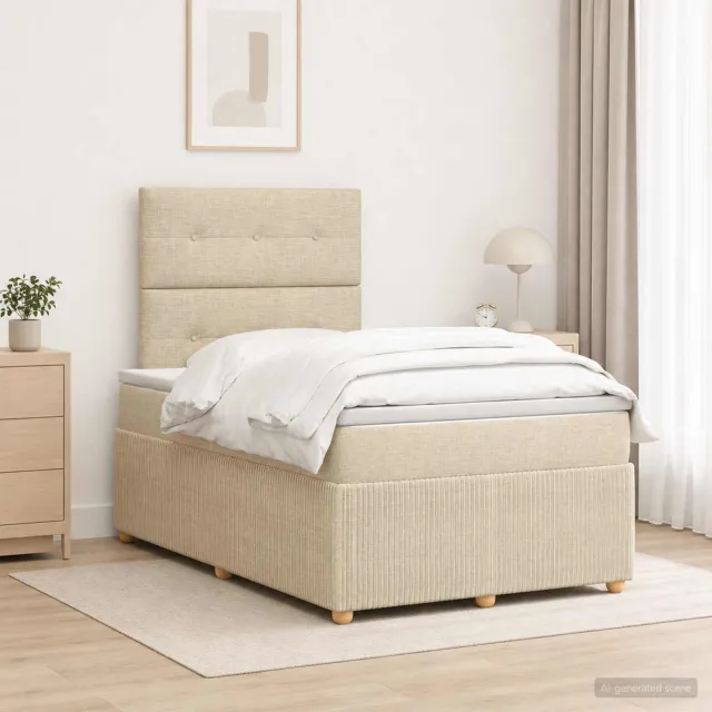 vidaXL Boxspringbed met matras Crèmekleurig 120 x 190 cm Stof