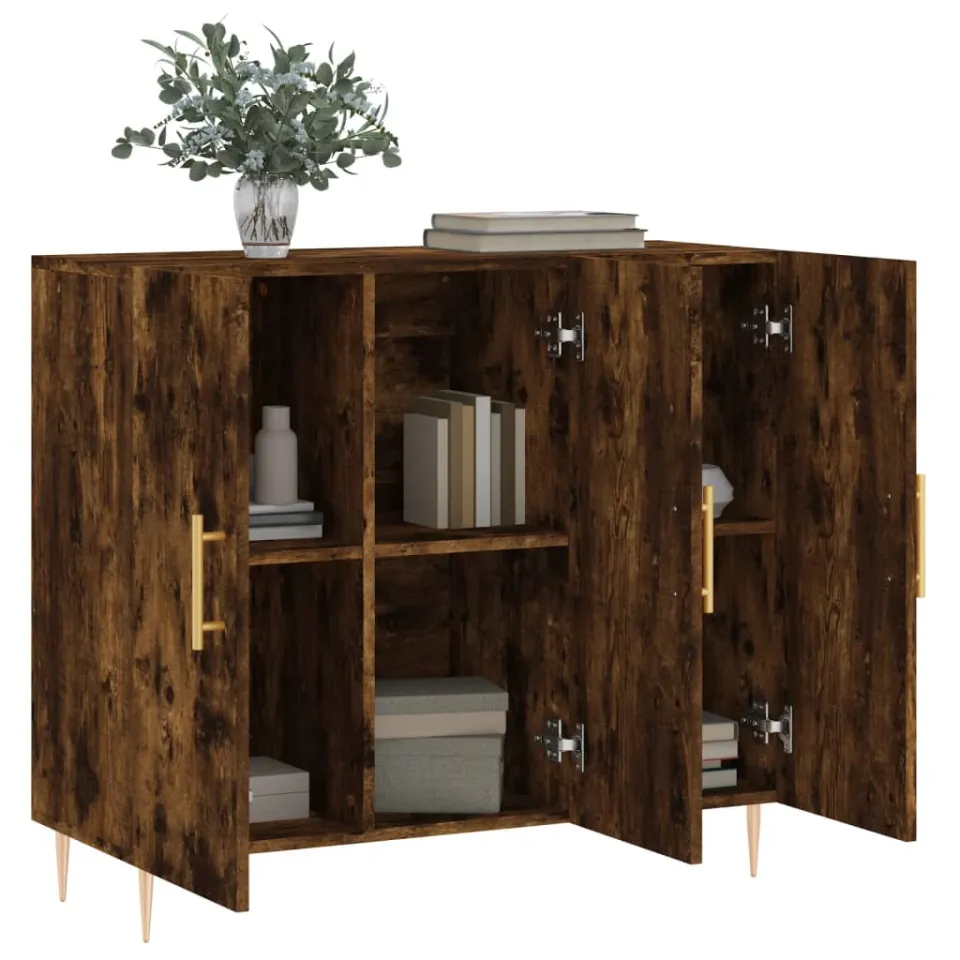 vidaXL Dressoir 90x34x80 cm bewerkt hout gerookt eikenkleurig, foto 4