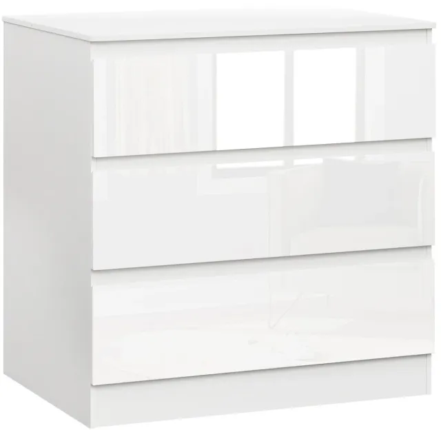 NaevaMi Ladekast - 3 lades - Hoogglans - Wit - Ladekasten - Ladekast Kinderkamer - Ladekast Slaapkamer - Dressoir - 80x48x78cm Hoogglans Wit