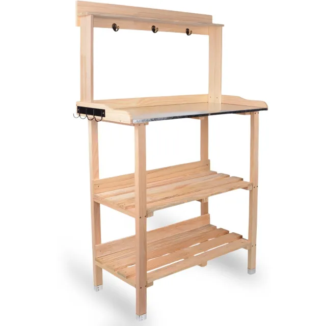 UNUS Oppottafel met verzinkt werkblad 78x36x131 cm onbehandeld hout Bruin