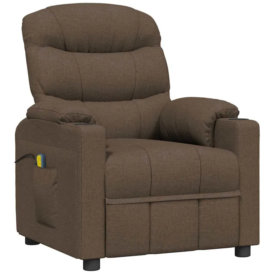 vidaXL Massagestoel stof bruin, foto 3