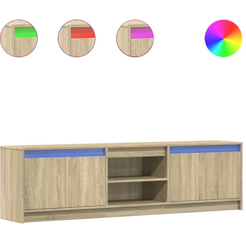 vidaXL Tv-meubel met LED 180x34x50 cm bewerkt hout sonoma eikenkleurig