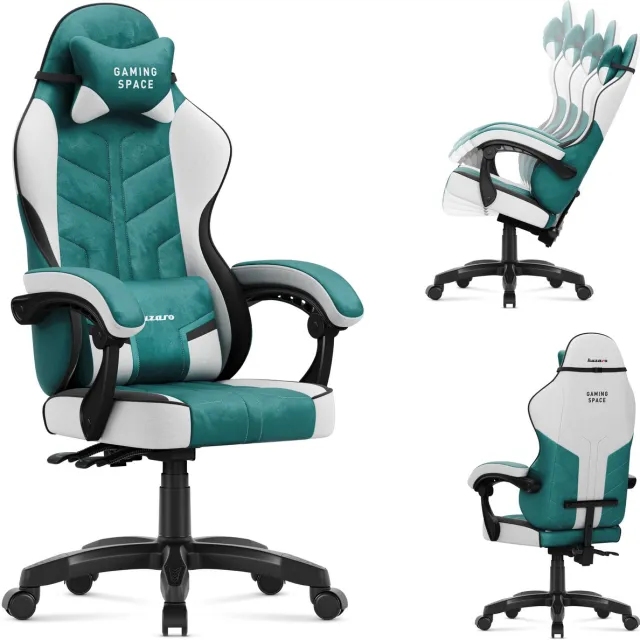 Huzaro Force 2.7 Green – velours gamestoel met 135° kantelfunctie, ergonomische kussens en stalen frame