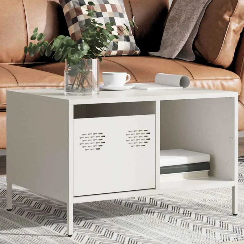 vidaXL Salontafel 68,5x50x43,5 cm koudgewalst staal wit, foto 4