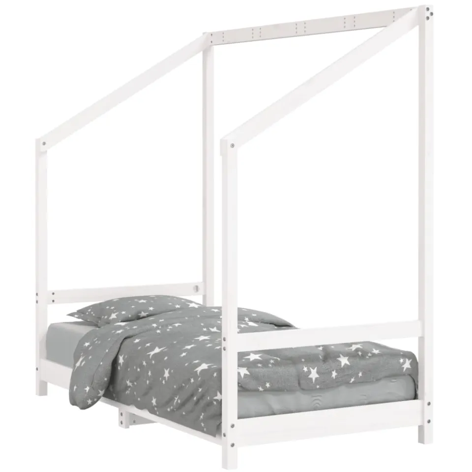 vidaXL Kinderbedframe 80x160 cm massief grenenhout wit, foto 3