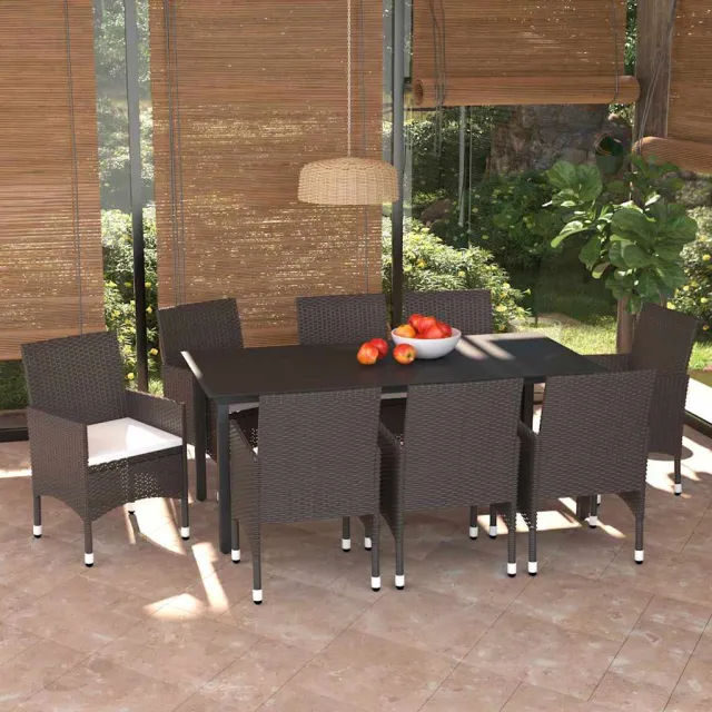 vidaXL 9-delige Tuinset met kussens poly rattan bruin, foto 2