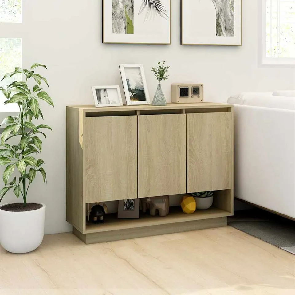 vidaXL Dressoir 97x31x75 cm bewerkt hout sonoma eikenkleurig, foto 3