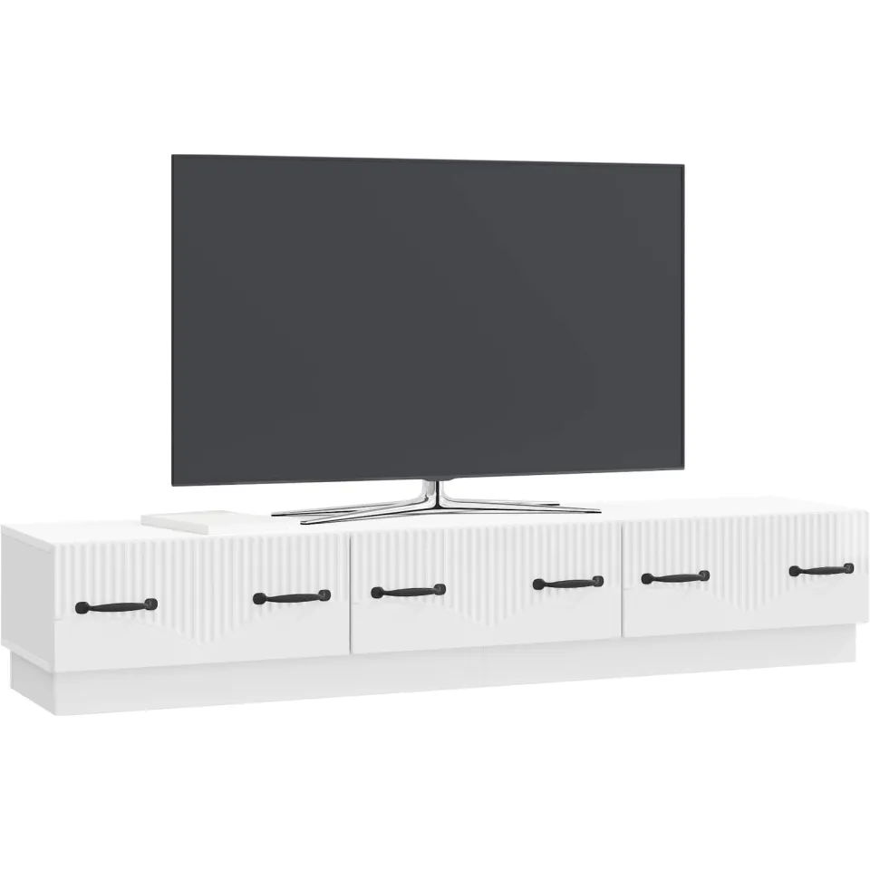 vidaXL TV-kast met lade Hoogglans Wit 147 x 34,5 x 27 cm Bewerkt hout, foto 3