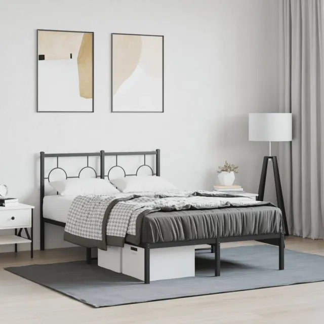 vidaXL Bedframe met hoofdbord metaal zwart 120x190 cm
