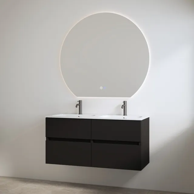 Best Design Duo Wastafel 2 Kraangaten met Onderkast Best Design Bora 120 cm Mat Zwart