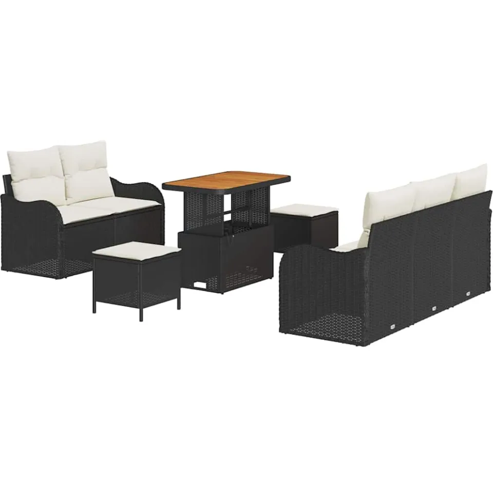 vidaXL Tuinbankenset 8 st Zwart poly rattan