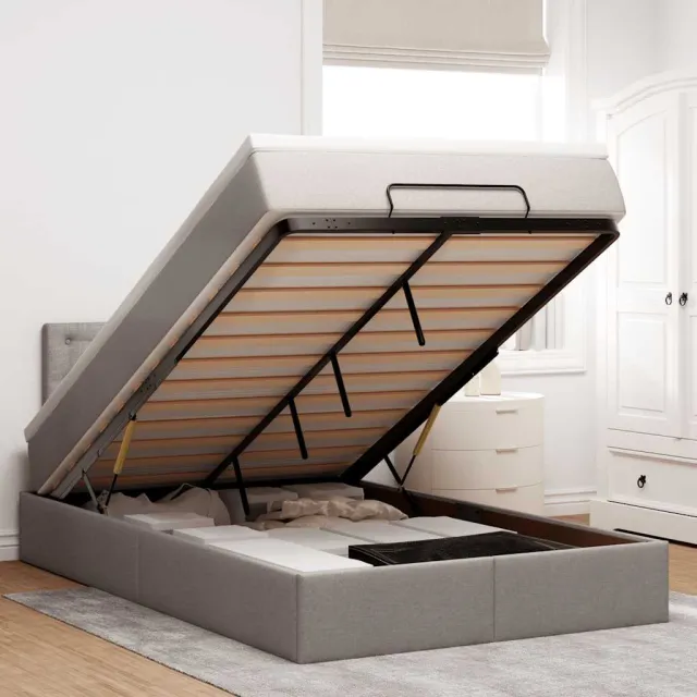 vidaXL Ottoman bed met matras 120x190 cm stof taupe