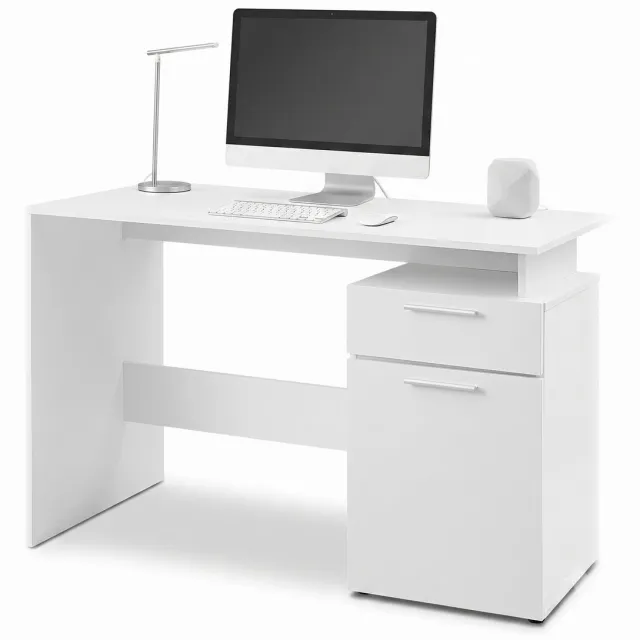 Acaza Bureau - Bureau met Lades - Bureautafel - Wit - 110 x 53 x 75 cm (L x B x H) - Computertafel - Laptoptafel - Bureau Wit met Lades