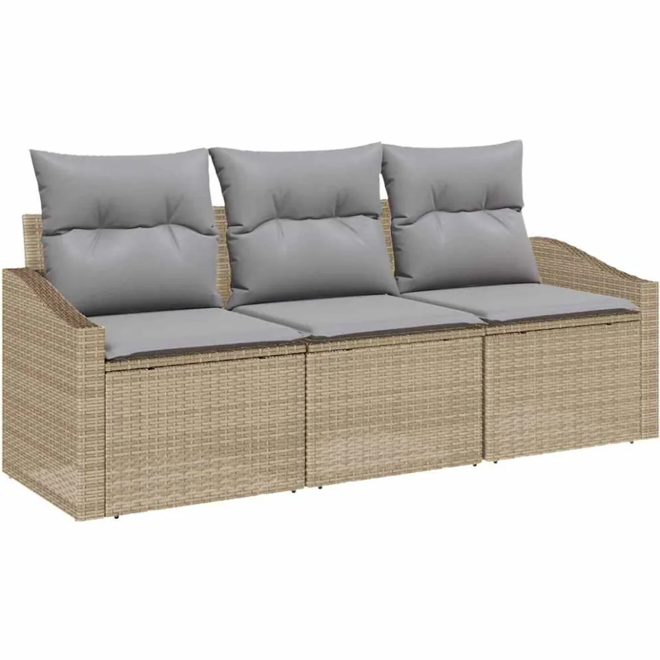 vidaXL Tuinbankenset 3 st Beige en Licht Grijs poly rattan