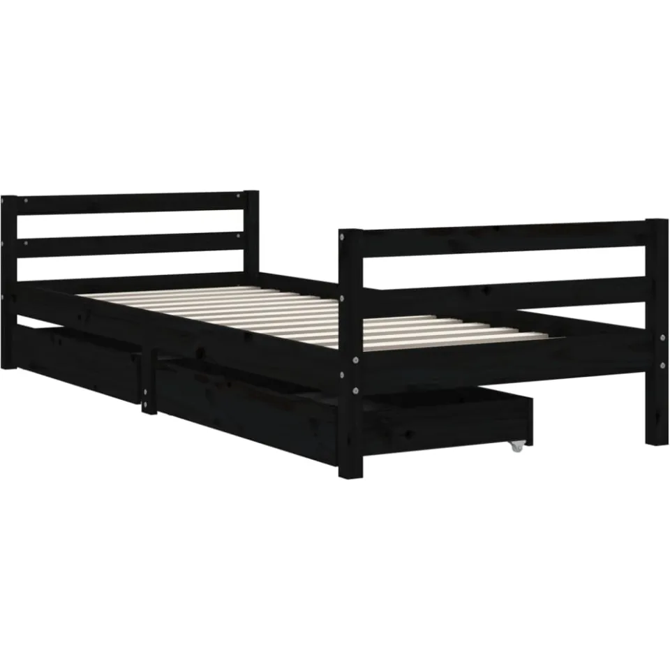 vidaXL Kinderbedframe met lades 80x200 cm massief grenenhout zwart