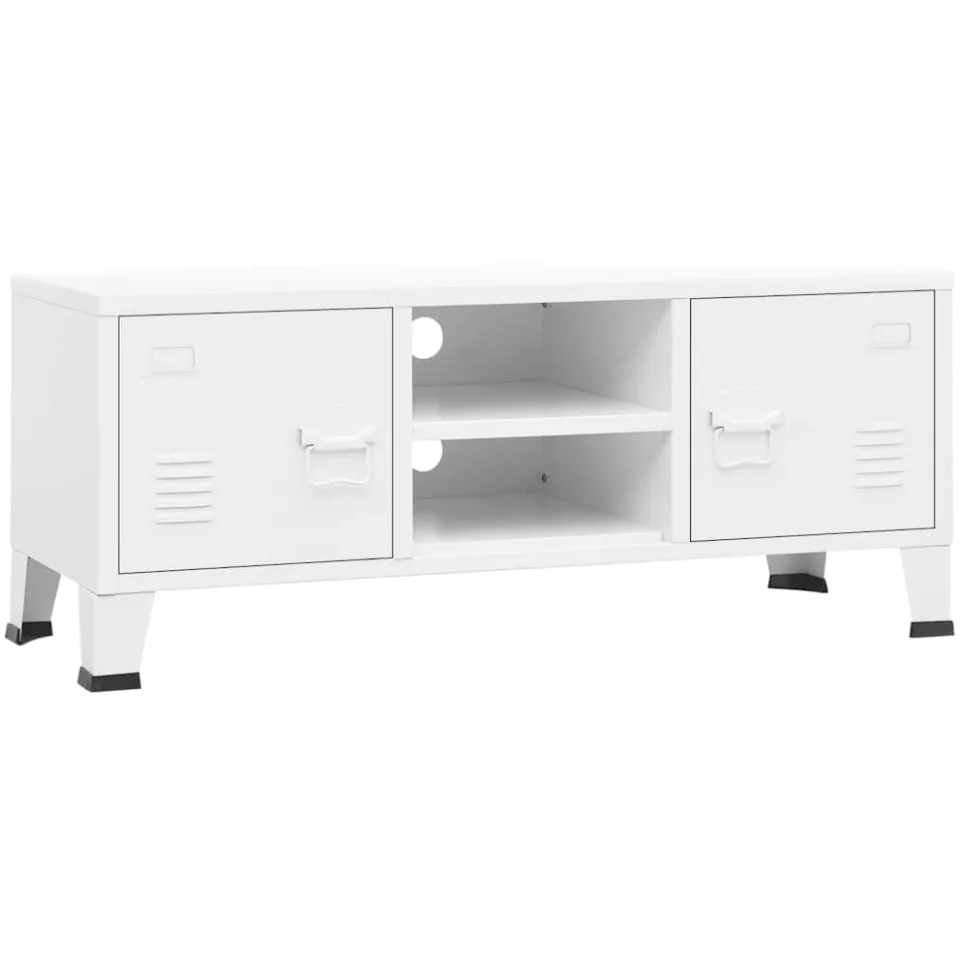 vidaXL Tv-meubel industrieel 105x35x42 cm metaal wit, foto 3