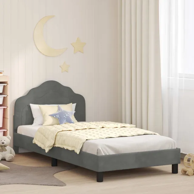 vidaXL Bedframe voor kinderen met hoofdbord Donkergrijs 80 x 200 cm
