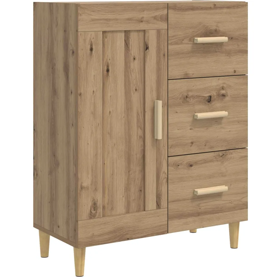 vidaXL Dressoir Artisanaal eiken 69,5 x 34 x 90 cm Bewerkt hout, foto 3