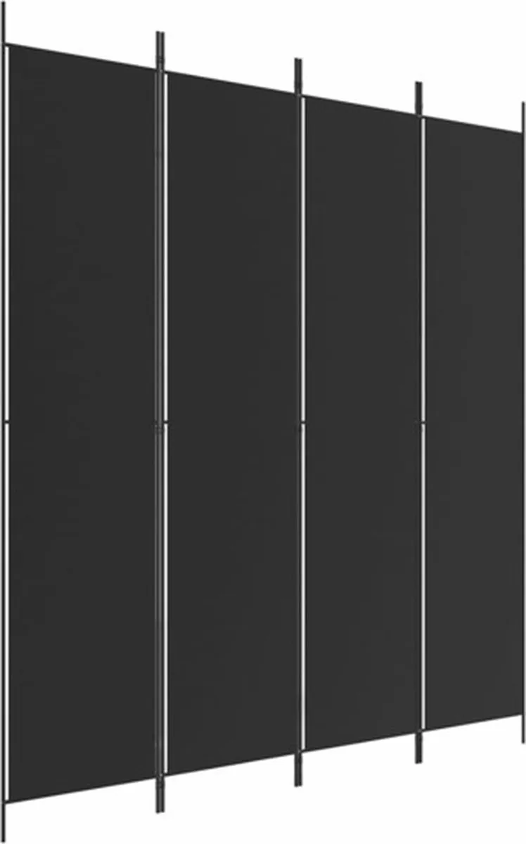vidaXL Kamerscherm met 4 panelen 200x220 cm stof zwart, foto 3