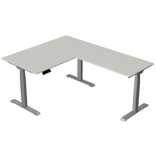 Kerkmann Elektrisch Zit-Sta Hoekbureau Move New Base 140x180 cm – licht grijs