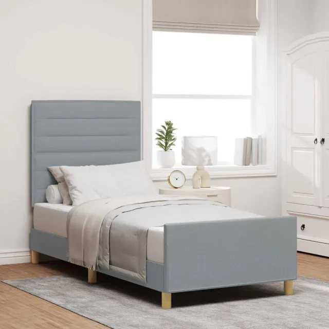 vidaXL Bedframe met hoofdeinde Lichtgrijs 90 x 200 cm Stof